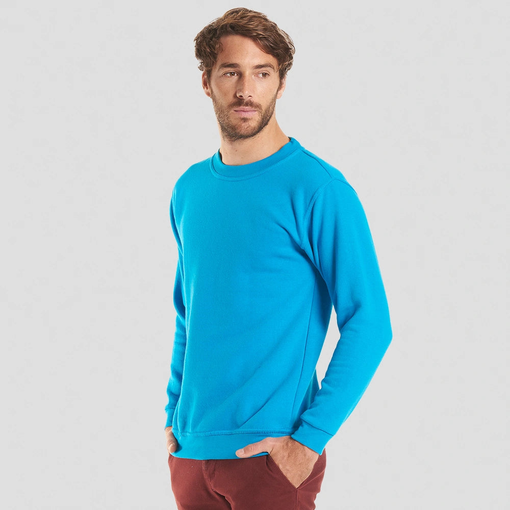 model wearing sapphire blue Classic Sweatshirt (Colours) UC203