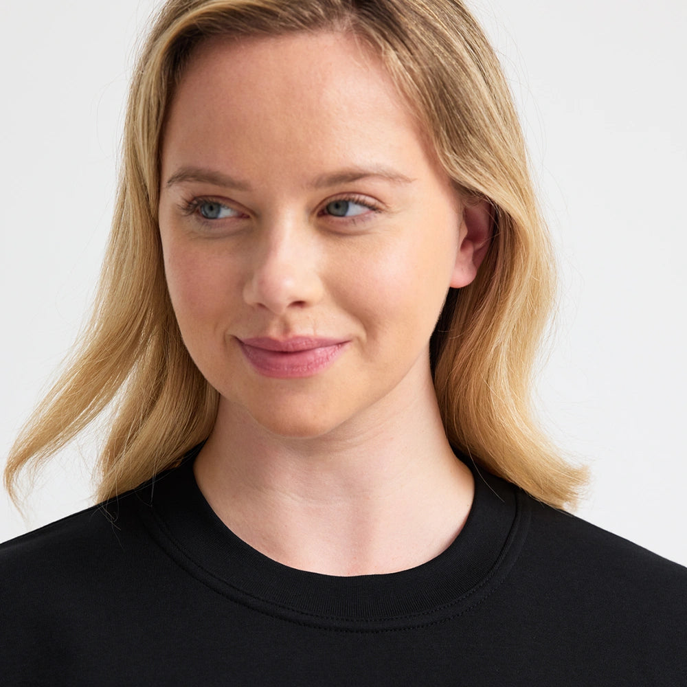 close up neckline detail of Two Tone Crew New Sweatshirt UC217