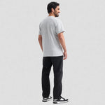 full back view of model wearing Uneek Classic V Neck T-shirt UC317 in heather grey