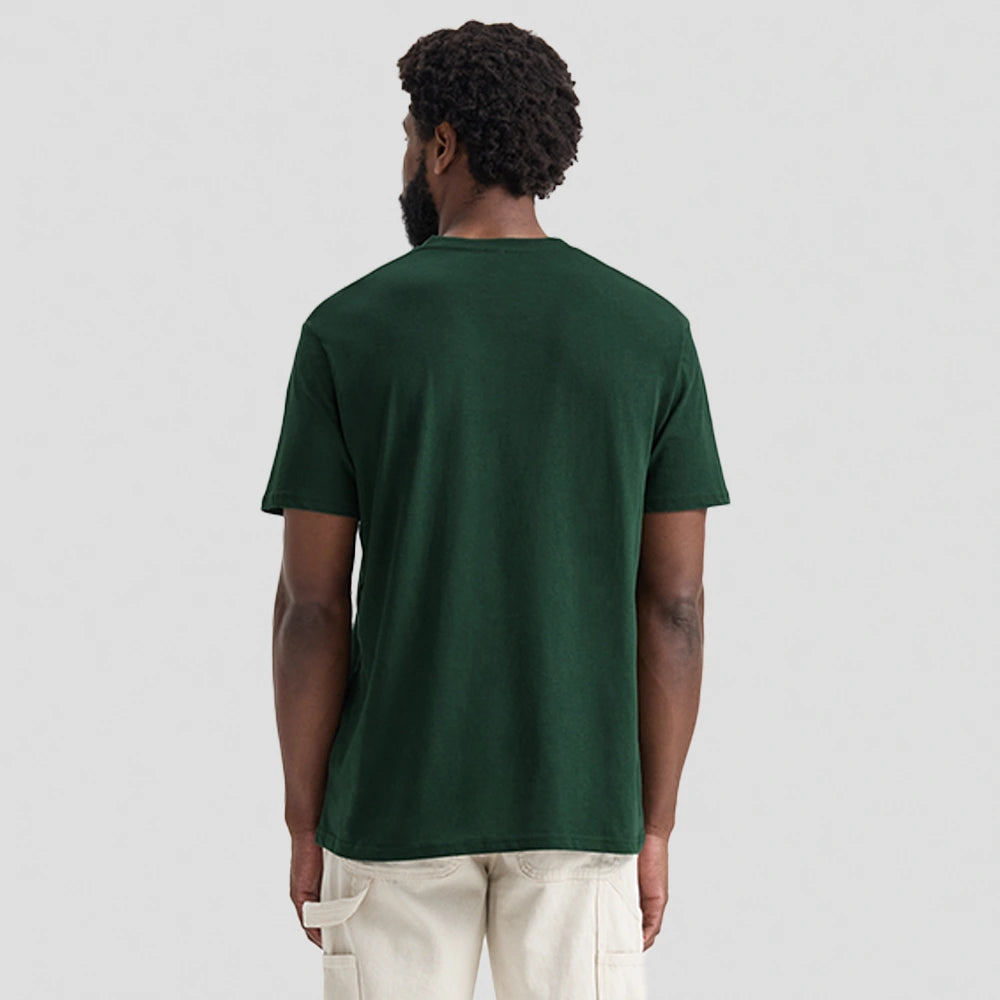 back view of model wearing Uneek Olympic T-shirt UC320 bottle