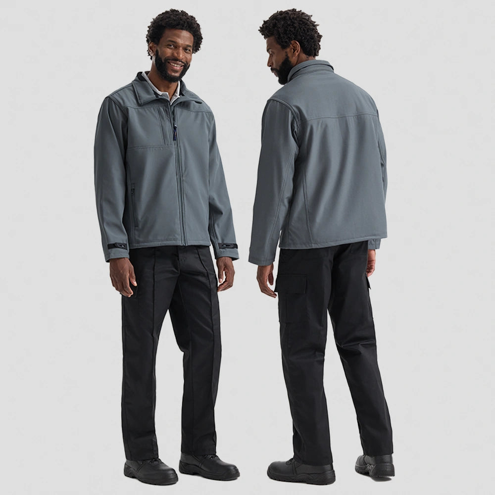 full front and back view of Deluxe Full Zip Soft Shell Jacket UC611