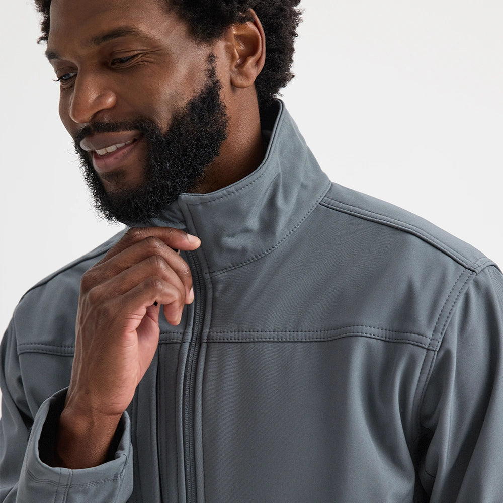 close up yoke detail on Deluxe Full Zip Soft Shell Jacket UC611