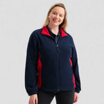 model wearing Two Tone Full Zip Fleece Jacket UC617