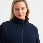 close up image of model wearing Two Tone Full Zip Fleece Jacket UC617