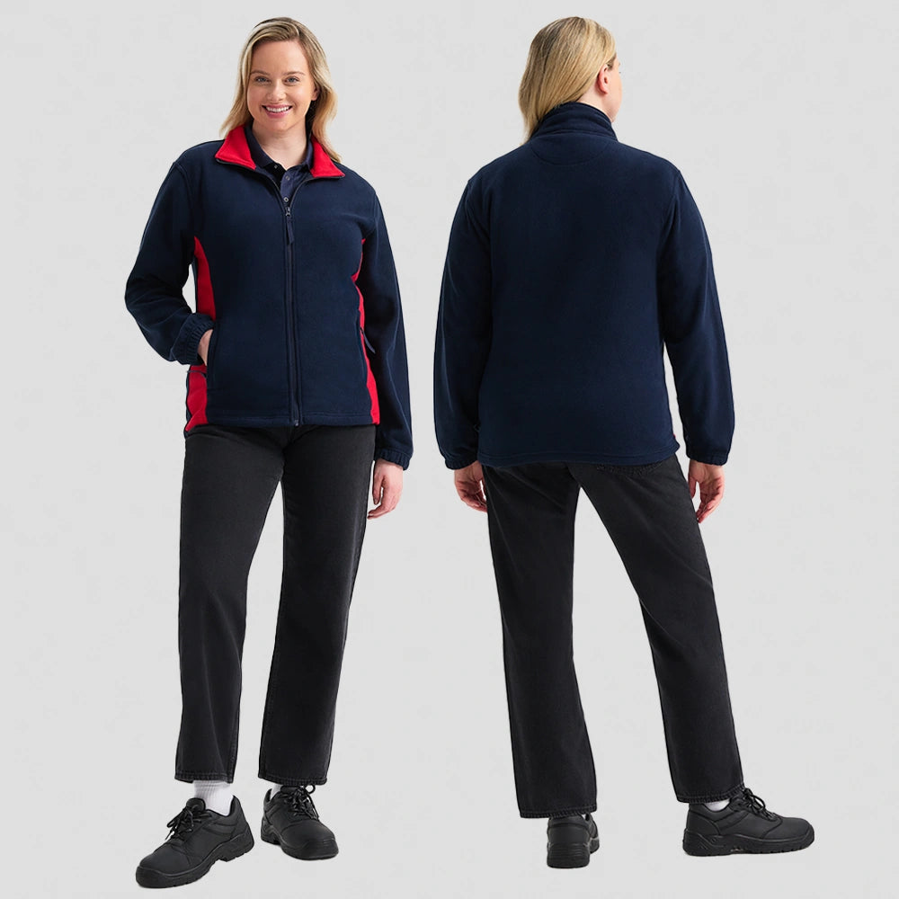 full front and back view of Two Tone Full Zip Fleece Jacket UC617