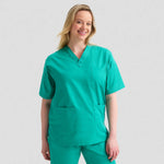 model wearing Uneek Scrub Top UC921