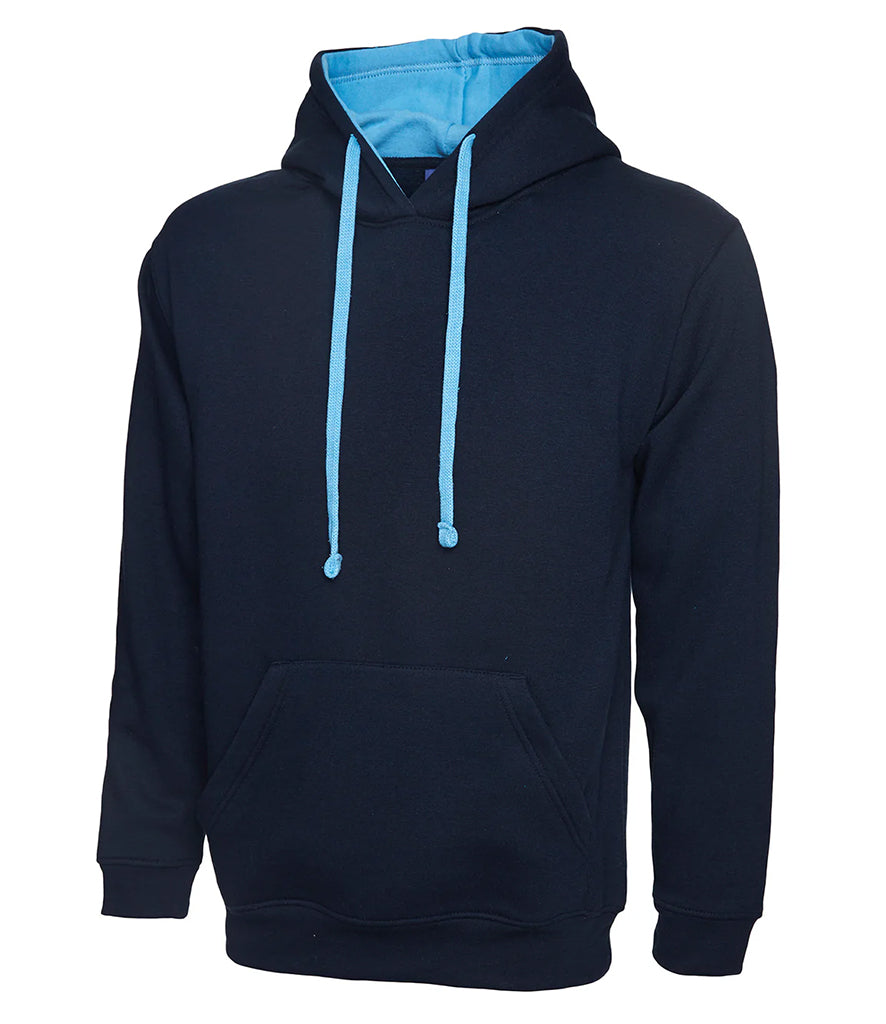 Uneek Contrast Hooded Sweatshirt UC507 Navy blue