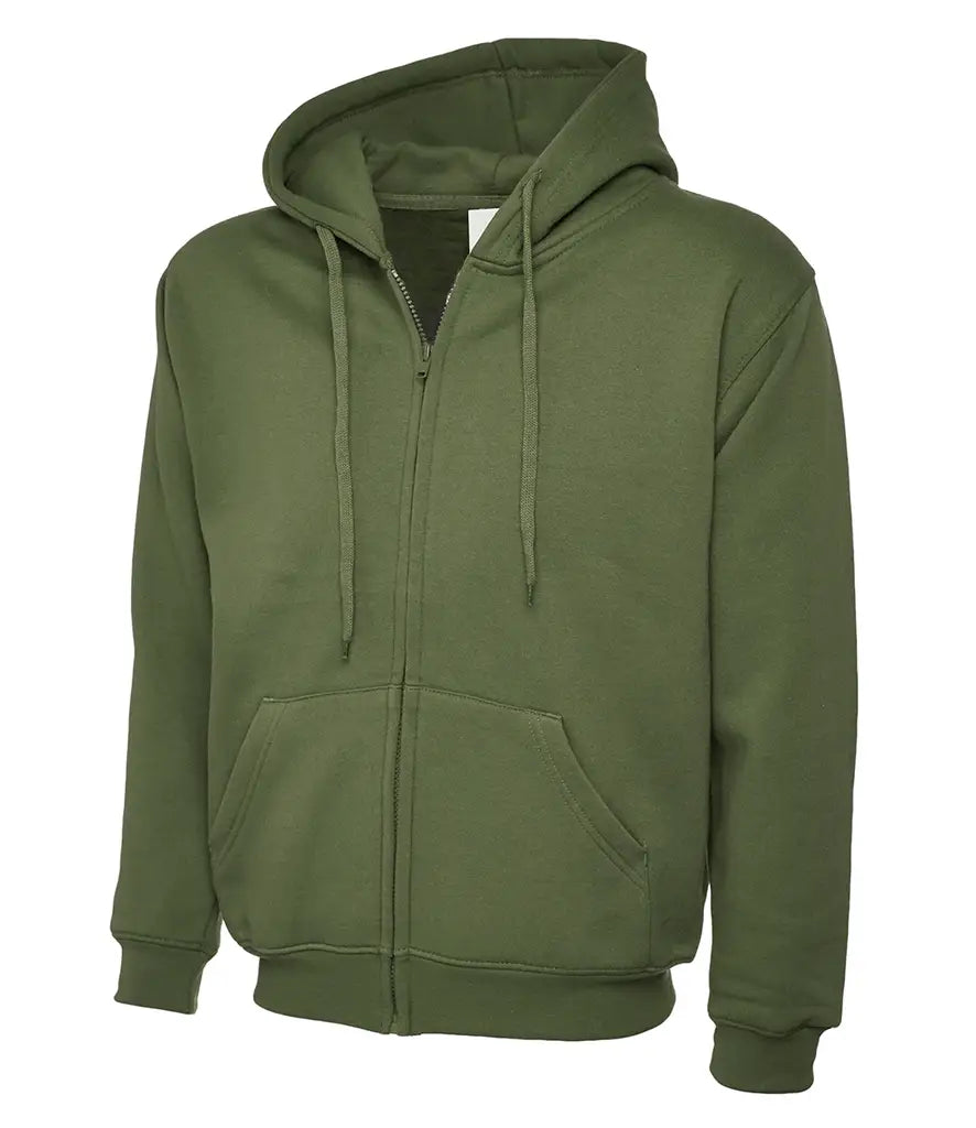 Uneek Adults Classic Full Zip Hooded Sweatshirt UC504 Olive