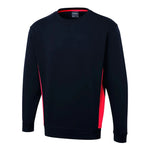 The Uneek Two Tone Crew Sweatshirt in navy/red