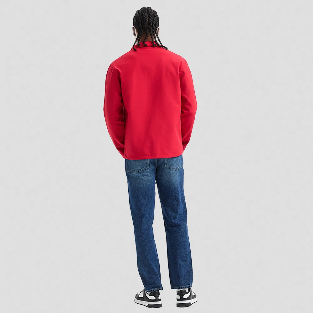 full back view of model wearing The UX Printable Soft Shell Jacket UX10