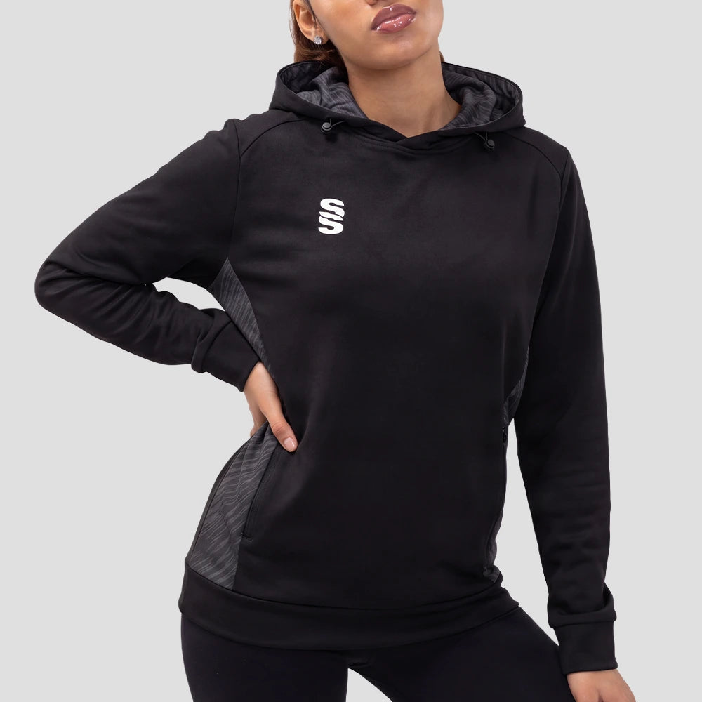 Model wearing the Surridge Sport VOLT hoodie in Black.