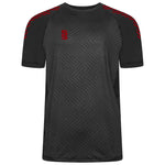 Surridge Sport Volt T-Shirt Female in Black with Maroon Diagonal Trim.
