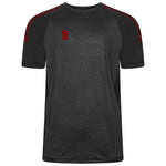 Surridge Sport Volt T-Shirt in Black with Maroon Dots Trim and Maroon SS logo.