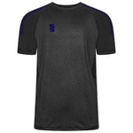 Surridge Sport Volt T-Shirt in Black with Navy Dots Trim and Navy SS logo.
