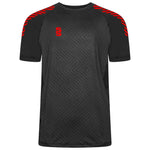 Surridge Sport Volt T-Shirt Female in Black with Red Diagonal Trim.
