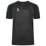 Surridge Sport Volt T-Shirt in Black with Sky Dots Trim and Sky SS logo.