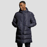 Model wearing the Stuart Surridge Active Long Padded Coat WL005 in Navy.