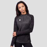 Model wearing the Women's Volt 1/4 Zip Performance Top in Black.