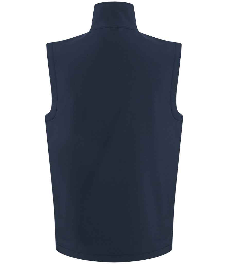 back view of Regatta RG372 (TRA925) Ascender Two Layer Soft Shell Bodywarmer navy/classic red 