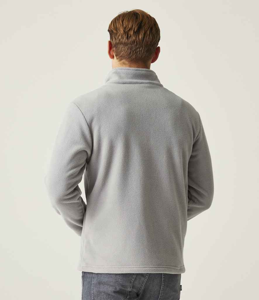 Rear view of Model wearing the Regatta Ascender Fleece Jacket in Mineral Grey