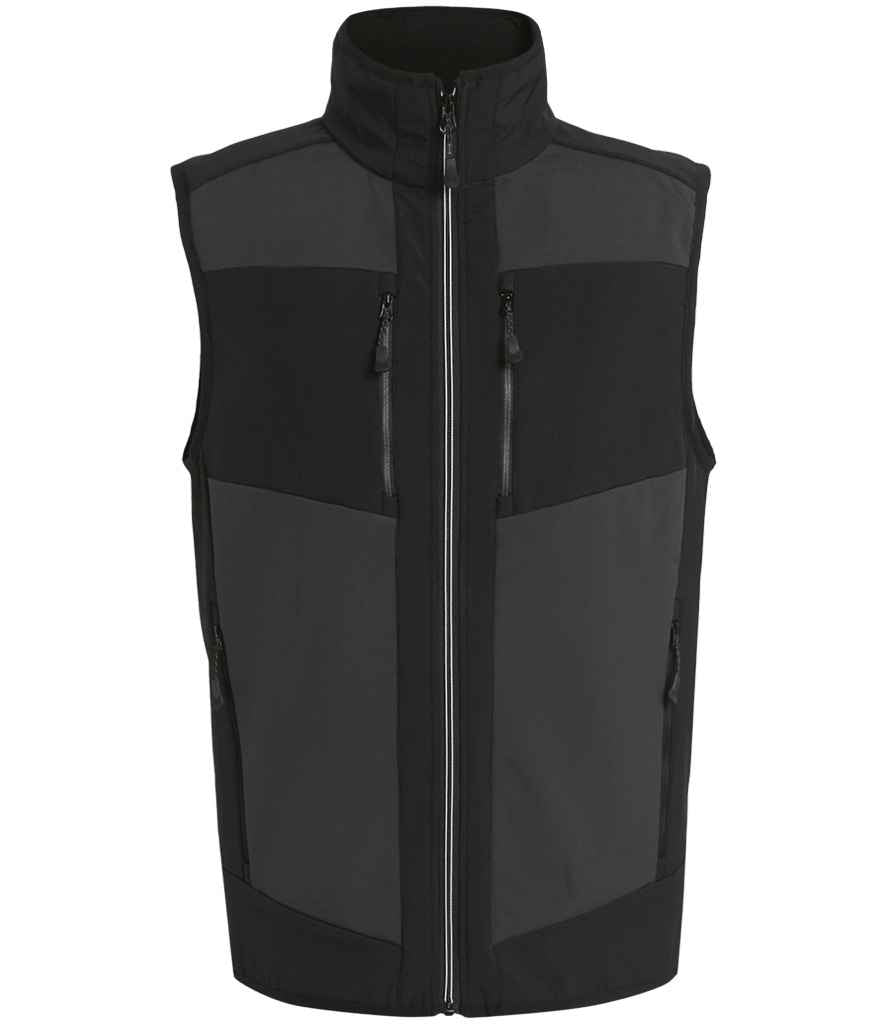 RG385 Regatta E-Volve Unisex Two Layer Soft Shell Bodywarmer in Ash / Black