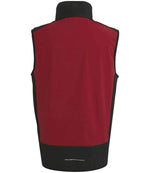 Rear view of Regatta E-Volve Unisex Two Layer Soft Shell Bodywarmer in Strong Red/Black
