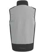 Rear view of RG385 Regatta E-Volve Unisex Two Layer Soft Shell Bodywarmer in Mineral Grey / Black