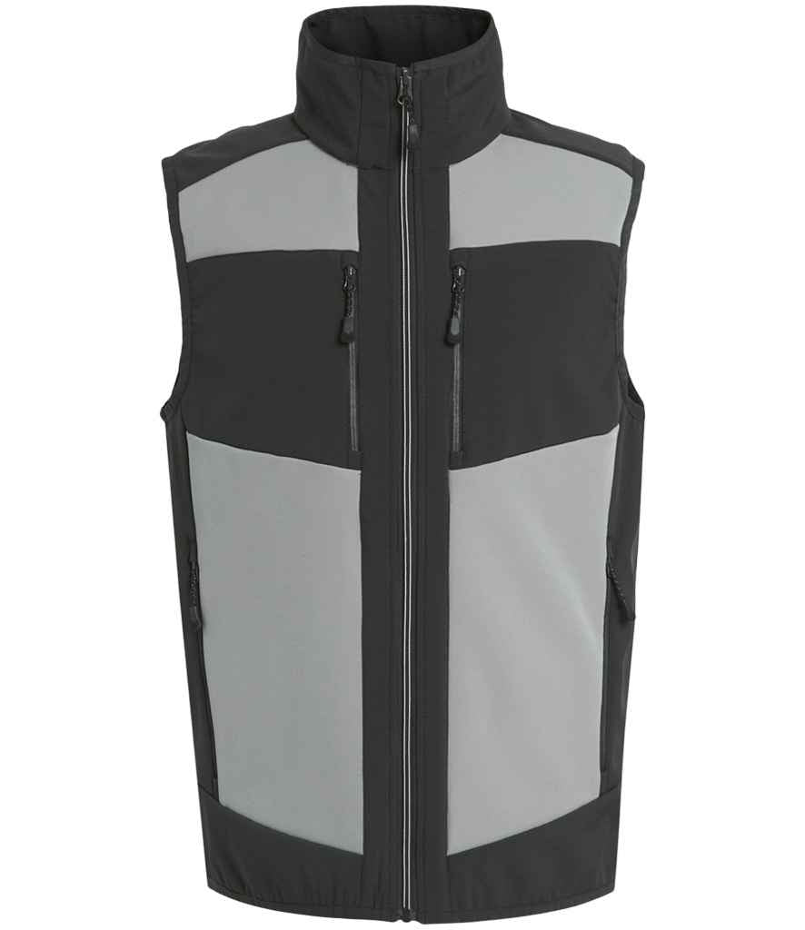 RG385 Regatta E-Volve Unisex Two Layer Soft Shell Bodywarmer in Mineral Grey / Black