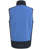 Rear view of RG385 Regatta E-Volve Unisex Two Layer Soft Shell Bodywarmer in Strong Blue / Navy